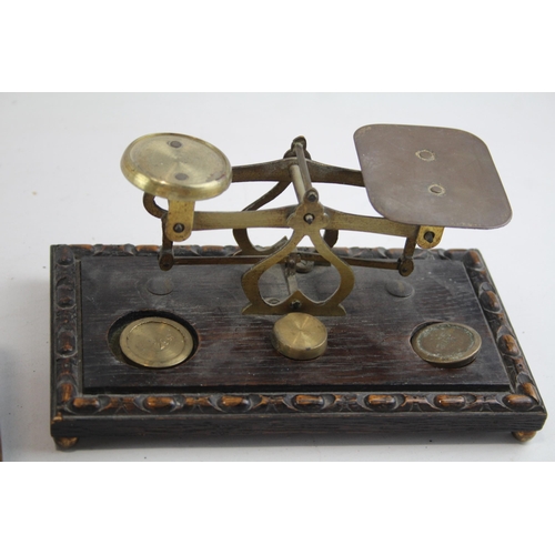 444 - Three vintage postal scales with brass weights to include Inland Letter Post etc.