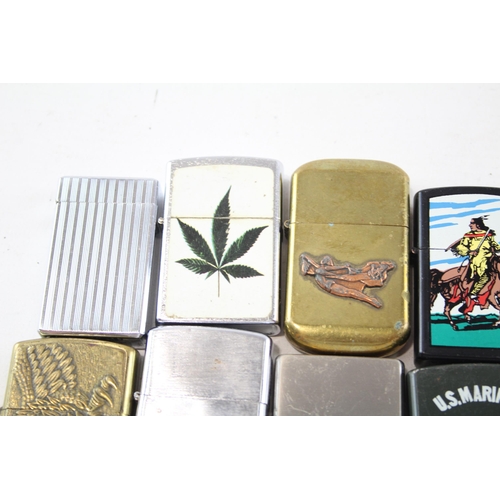 665 - Fourteen vintage cigarette lighters to include Hadson Eagle, Colibri etc.