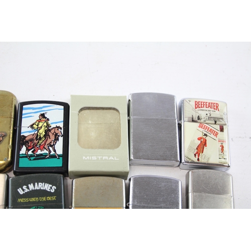 665 - Fourteen vintage cigarette lighters to include Hadson Eagle, Colibri etc.