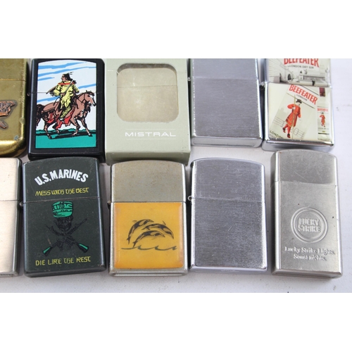 665 - Fourteen vintage cigarette lighters to include Hadson Eagle, Colibri etc.