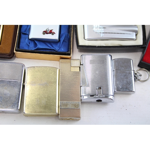 666 - Twelve vintage cigarette lighters to include BMW, Ronson etc.