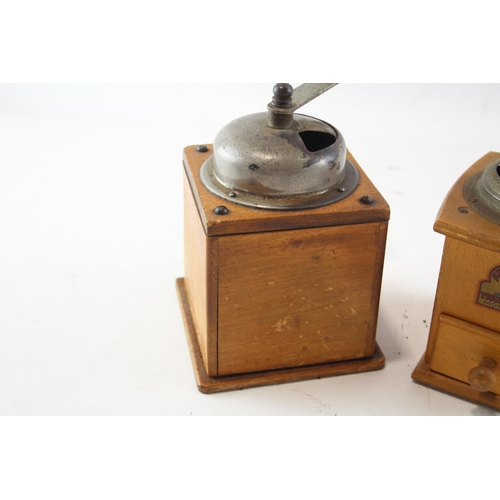 674 - Two vintage Armin Trosser Mokka wooden coffee grinders