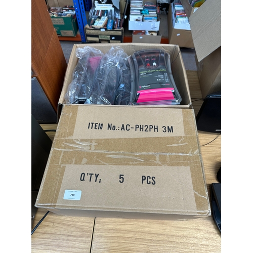 718 - Two boxes of five packaged as new Alphason 3.0m stereo phono-to-phono cables