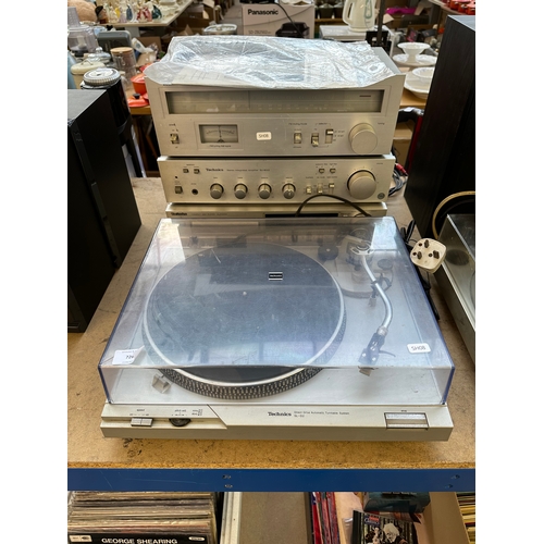 726 - Four pieces of Technics hi-fi one SL-D2 direct-drive two-speed turntable, one ST-Z1L three-band tune... 