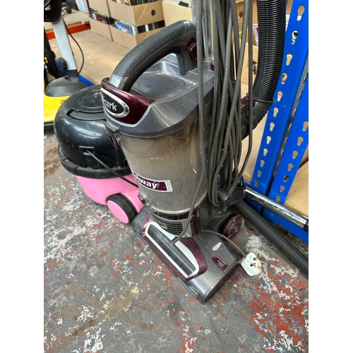 857 - Two vacuum cleaners one Shark lift-away upright bagless and one Numatic Hetty cylinder