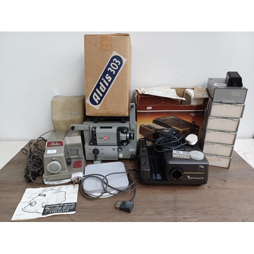 706 - Three projectors, one boxed Aldis 303 slide, one Eumig Mark 8 8mm and one boxed Zeiss Ikon Royal AF ... 