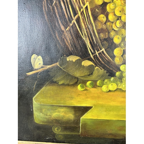 196 - A 19th century gilt framed fruit still life oil on canvas, signed Albert F. King - approx. 82cm high... 