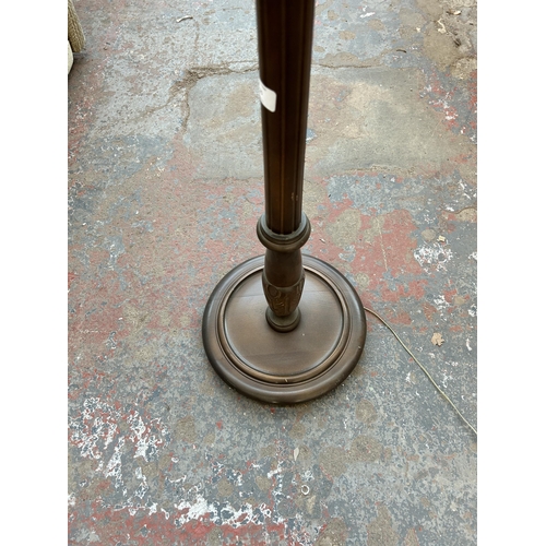 208 - A 19th century style beech standard lamp - approx. 152cm high