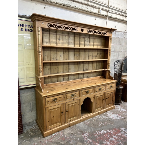 1 - A Victorian style solid pine dresser - approx. 222cm high x 212cm wide x 55cm deep