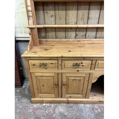 1 - A Victorian style solid pine dresser - approx. 222cm high x 212cm wide x 55cm deep