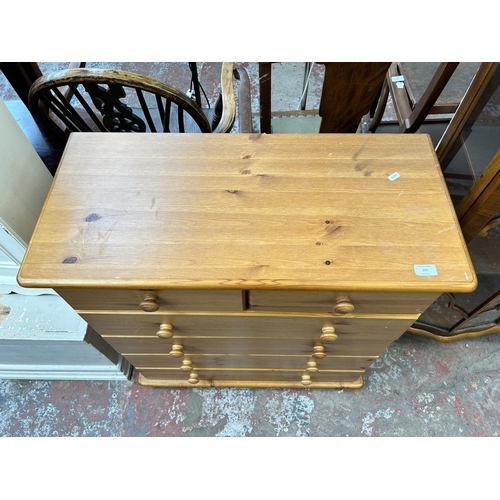 105 - A pine chest of drawers - approx. 90cm high x 83cm wide x 38cm deep