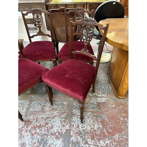 132 - Four late 19th/early 20th century carved mahogany dining chairs