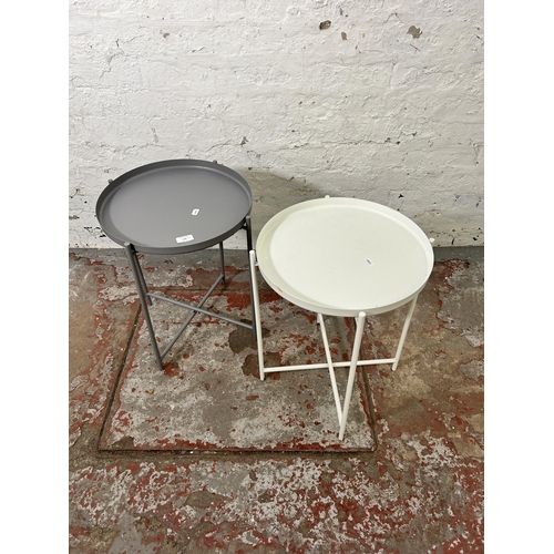 140 - Two modern metal circular side tables - approx. 50cm high x 38cm diameter