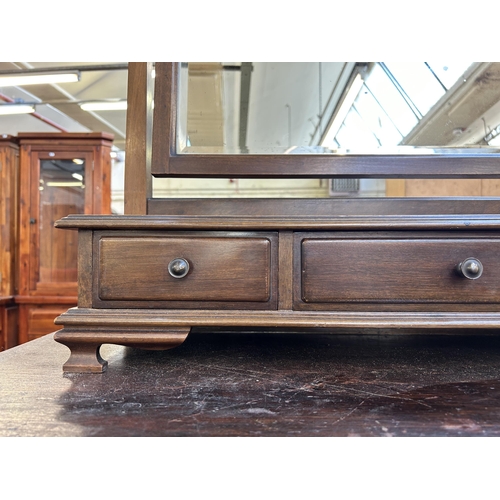 150 - An Edwardian mahogany framed bevelled edge dressing table mirror with three drawers - approx. 78cm h... 