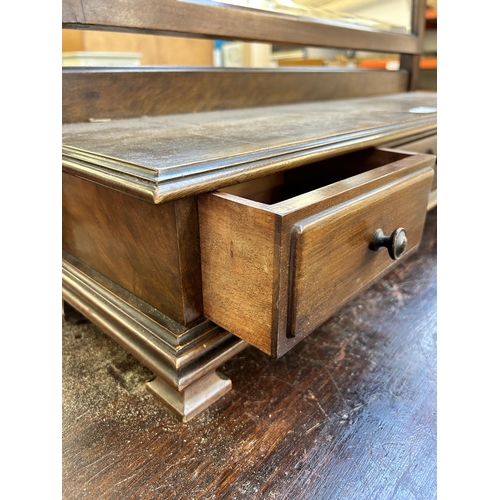 150 - An Edwardian mahogany framed bevelled edge dressing table mirror with three drawers - approx. 78cm h... 