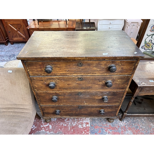 151 - A Victorian pine chest of drawers - approx. 104cm high x 95cm wide x 52cm deep