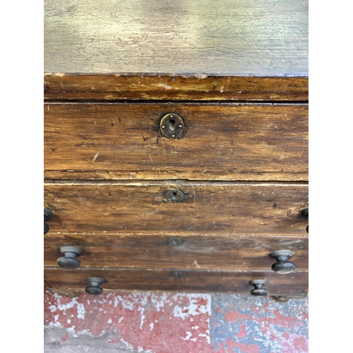 151 - A Victorian pine chest of drawers - approx. 104cm high x 95cm wide x 52cm deep