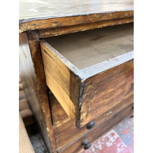 151 - A Victorian pine chest of drawers - approx. 104cm high x 95cm wide x 52cm deep