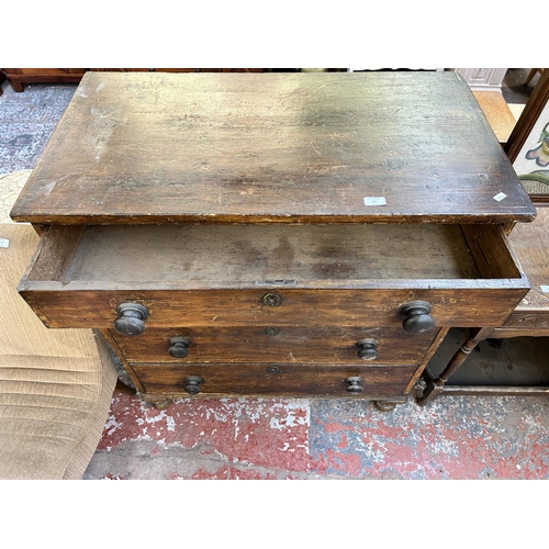 151 - A Victorian pine chest of drawers - approx. 104cm high x 95cm wide x 52cm deep