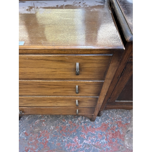 155 - A mid 20th century oak chest of drawers - approx. 94cm high x 76cm wide x 42cm deep