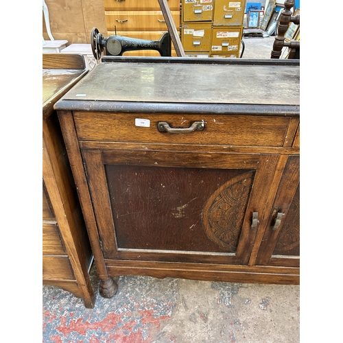 156 - A mid 20th century carved oak sideboard - approx. 93cm high x 122cm wide x 42cm deep