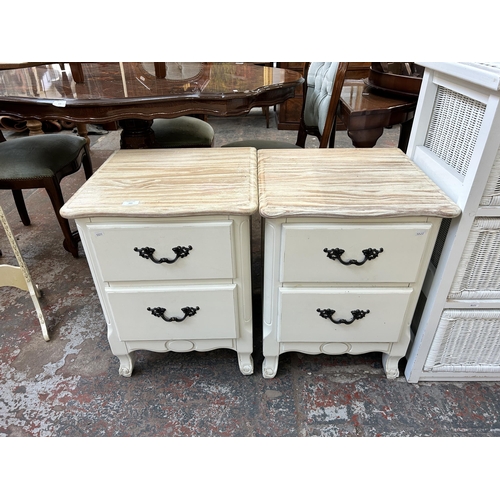 164 - A pair of French style white painted beside chest of drawers - approx. 63cm high x 48cm wide x 46cm ... 