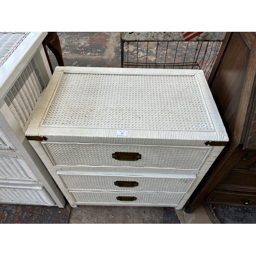 168 - A mid 20th century white painted wicker chest of drawers - approx. 74cm high x 69cm wide x 41cm deep