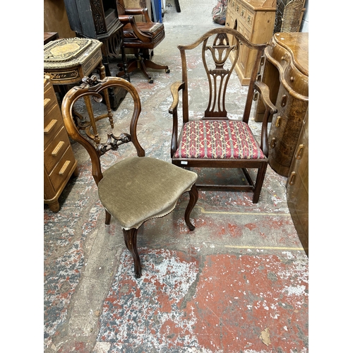 22 - Two mahogany chairs, one Georgian carver chair and one Victorian dining chair