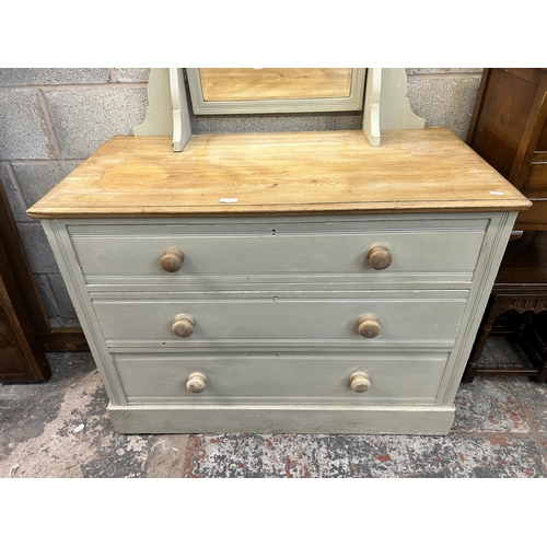 4 - A late Victorian painted satinwood dressing chest - approx. 172cm high x 106cm wide x 53cm deep