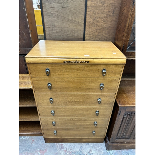 49 - A mid 20th century oak chest of drawers - approx. 119cm high x 75cm wide x 44cm deep