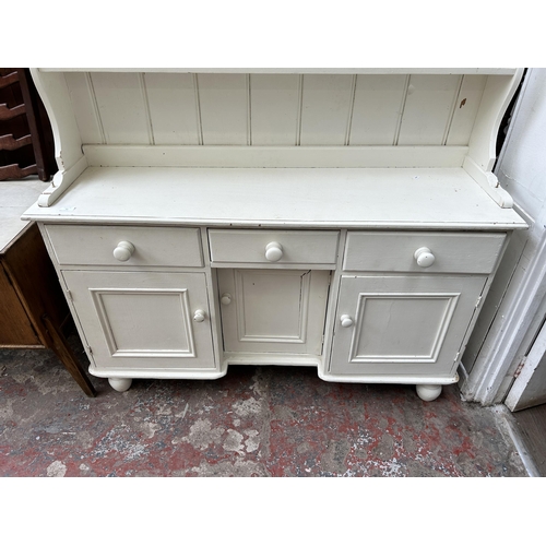 62 - A Victorian style white painted pine dresser - approx. 189cm high x 133cm wide x 46cm deep