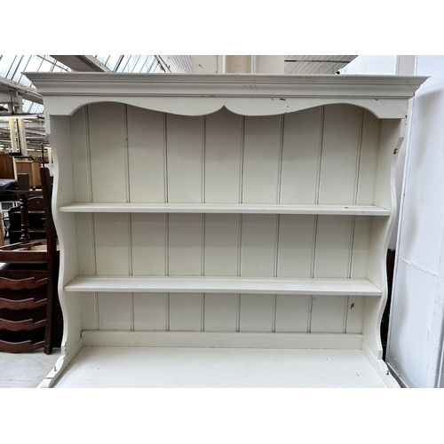 62 - A Victorian style white painted pine dresser - approx. 189cm high x 133cm wide x 46cm deep