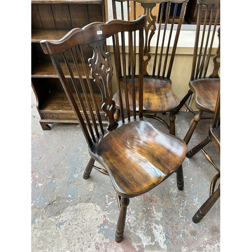 71 - Six 19th century style elm Windsor dining chairs