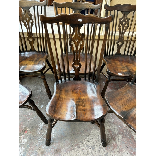 71 - Six 19th century style elm Windsor dining chairs