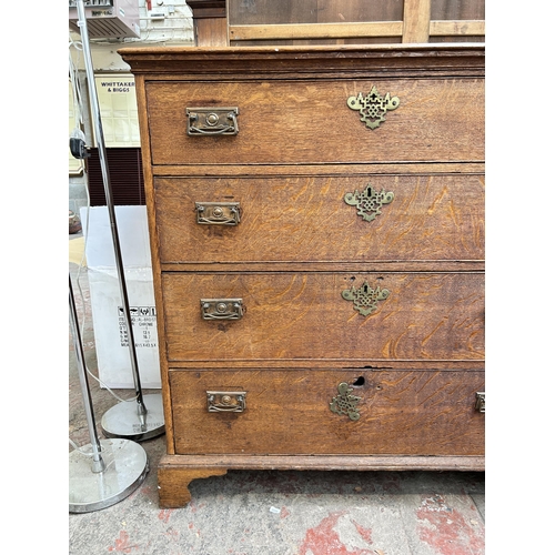 83 - A Georgian oak chest of drawers on bracket supports  - approx.  103cm high x 97cm wide x 55cm deep