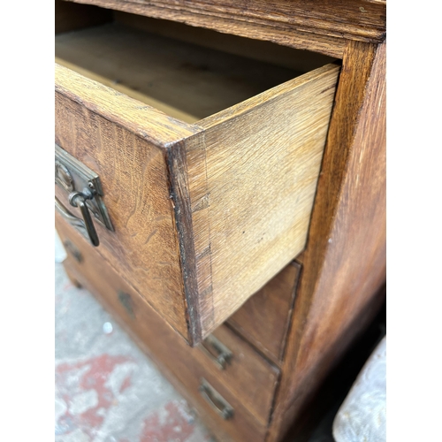 83 - A Georgian oak chest of drawers on bracket supports  - approx.  103cm high x 97cm wide x 55cm deep