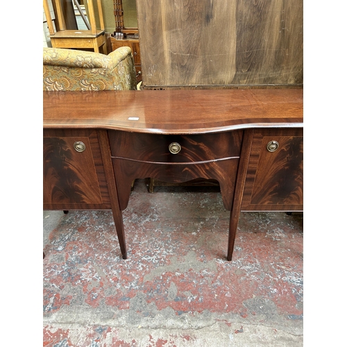 93 - A Regency style mahogany serpentine front sideboard - approx.  79cm high x 161cm wide x 47cm deep