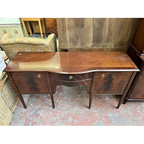 93 - A Regency style mahogany serpentine front sideboard - approx.  79cm high x 161cm wide x 47cm deep