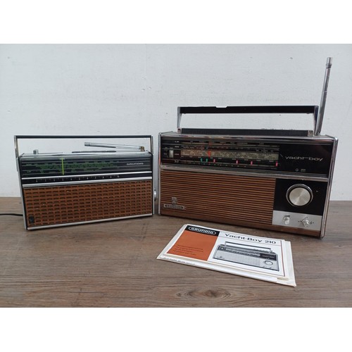 711 - Two vintage Grundig four-band portable radios, one Elite-Boy 600 and one Yacht-Boy 210 with instruct... 