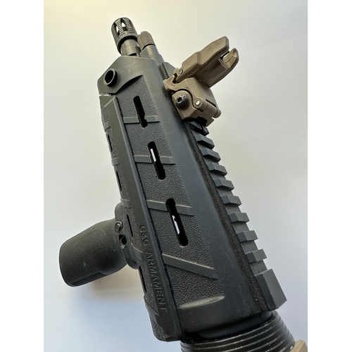 481 - A collection of airsoft equipment to include G&G Armament CM16 AEG, G&G magazines, spare stock and B... 