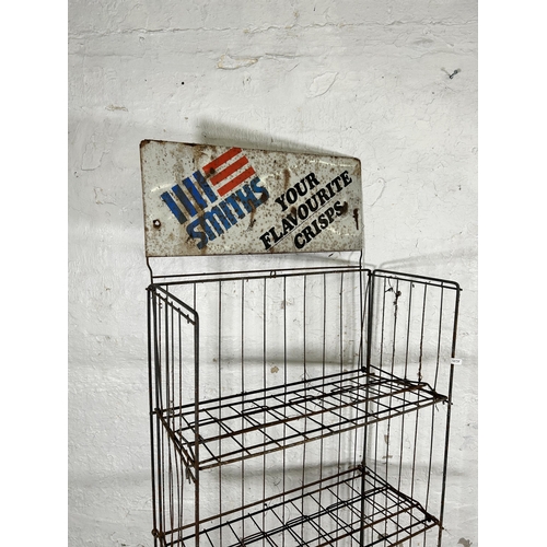 186 - A mid 20th century Smiths wired metal advertising shop display rack - approx. 160cm high x 57cm wide... 