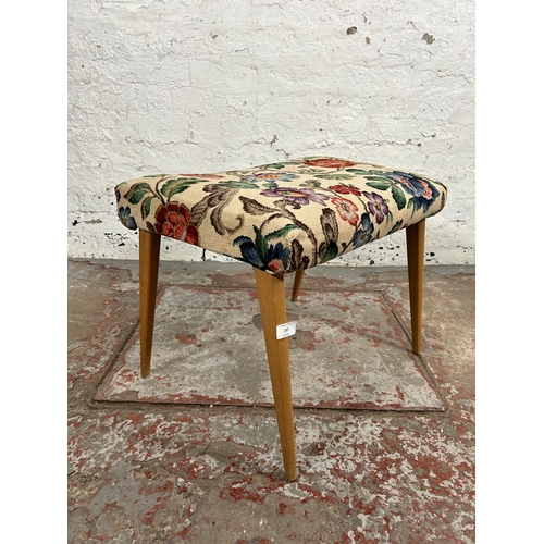 197 - A mid 20th century tapestry upholstered and beech dressing table stool