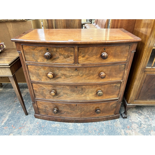 198 - A Victorian mahogany bow front chest of drawers - approx. 96cm high x 105cm wide x 53cm deep