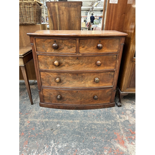 198 - A Victorian mahogany bow front chest of drawers - approx. 96cm high x 105cm wide x 53cm deep