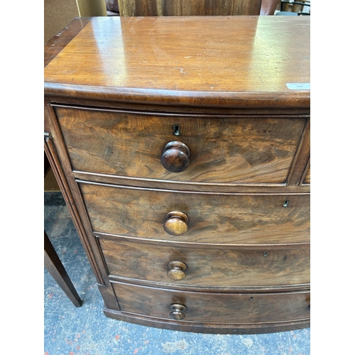 198 - A Victorian mahogany bow front chest of drawers - approx. 96cm high x 105cm wide x 53cm deep