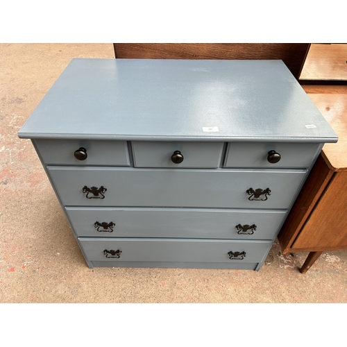 207 - A modern blue painted chest of drawers - approx. 76cm high x 76cm wide x 48cm deep