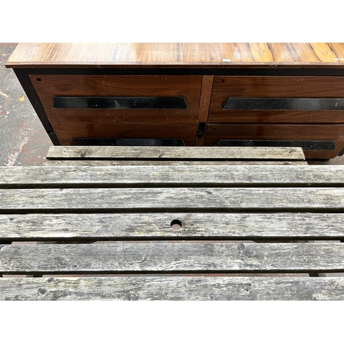 233 - A pine picnic bench - approx. 76cm high x 128cm wide x 149cm long