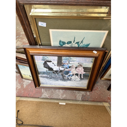 235 - A collection of framed pictures and mirrors