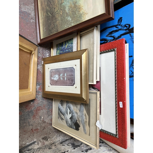 235 - A collection of framed pictures and mirrors