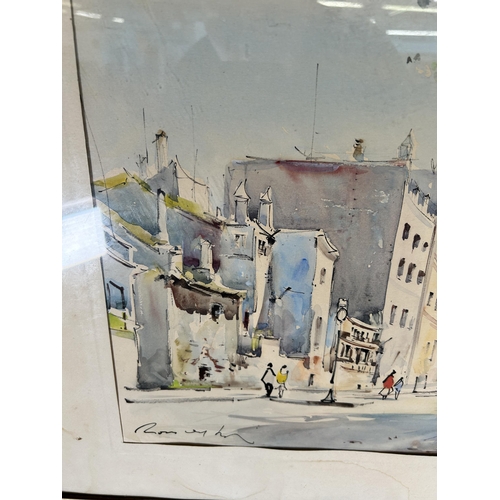 246 - A framed continental scene watercolour, signed lower left - approx. 49cm high x 65cm wide